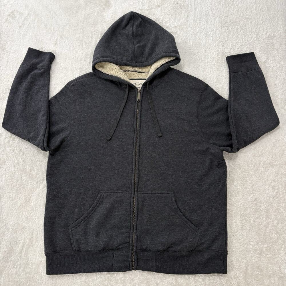 St John’s Bay Men’s XL Gray Sherpa Lined Full Zip Hoodie Cozy Heavyweight Y2K